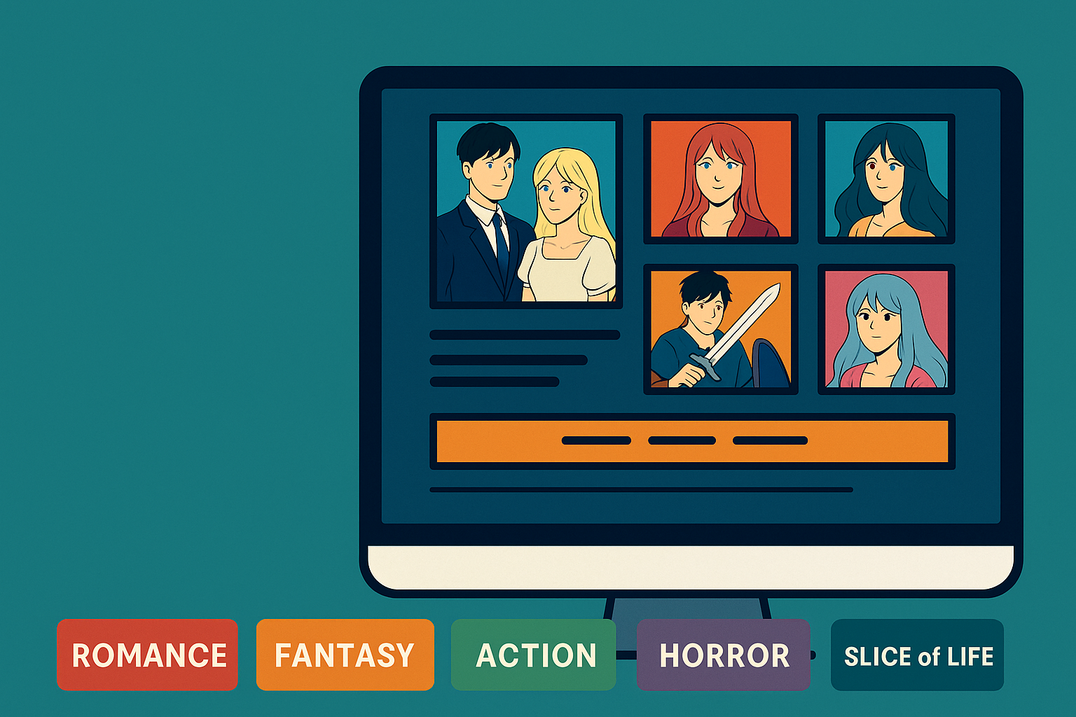 Webtoon XYZ homepage showing various webtoon genres and character thumbnails