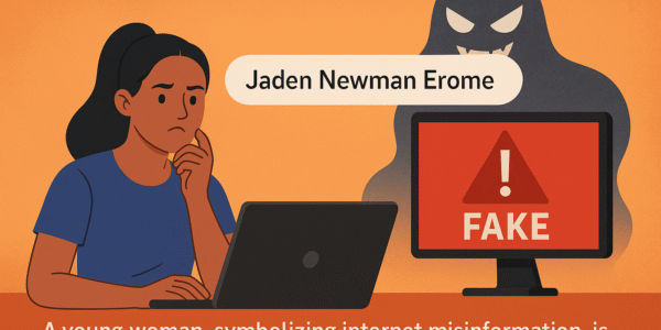 A young woman concerned about a fake online search linking Jaden Newman to Erome