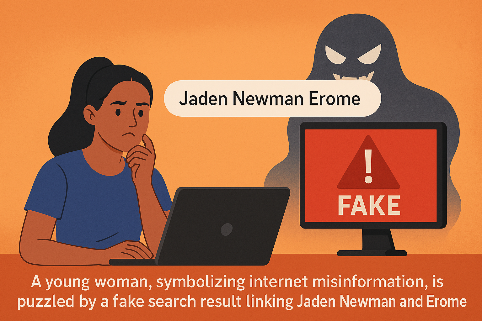 A young woman concerned about a fake online search linking Jaden Newman to Erome