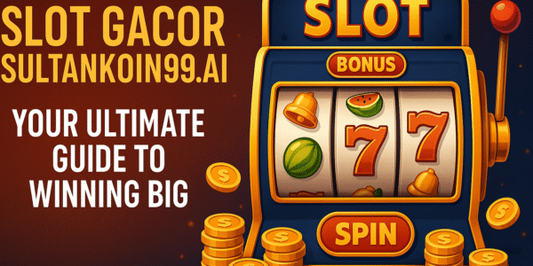 Slot gacor sultankoin99.ai online slot machine with gold coins, spinning reels, and winning symbols.